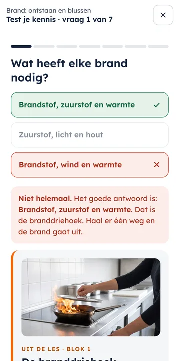 Kennisvraag met uitleg in de mobiele leeromgeving